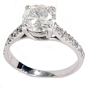 14 Kt White Gold 2.27 cttw Pave Cathedral Diamond Ring