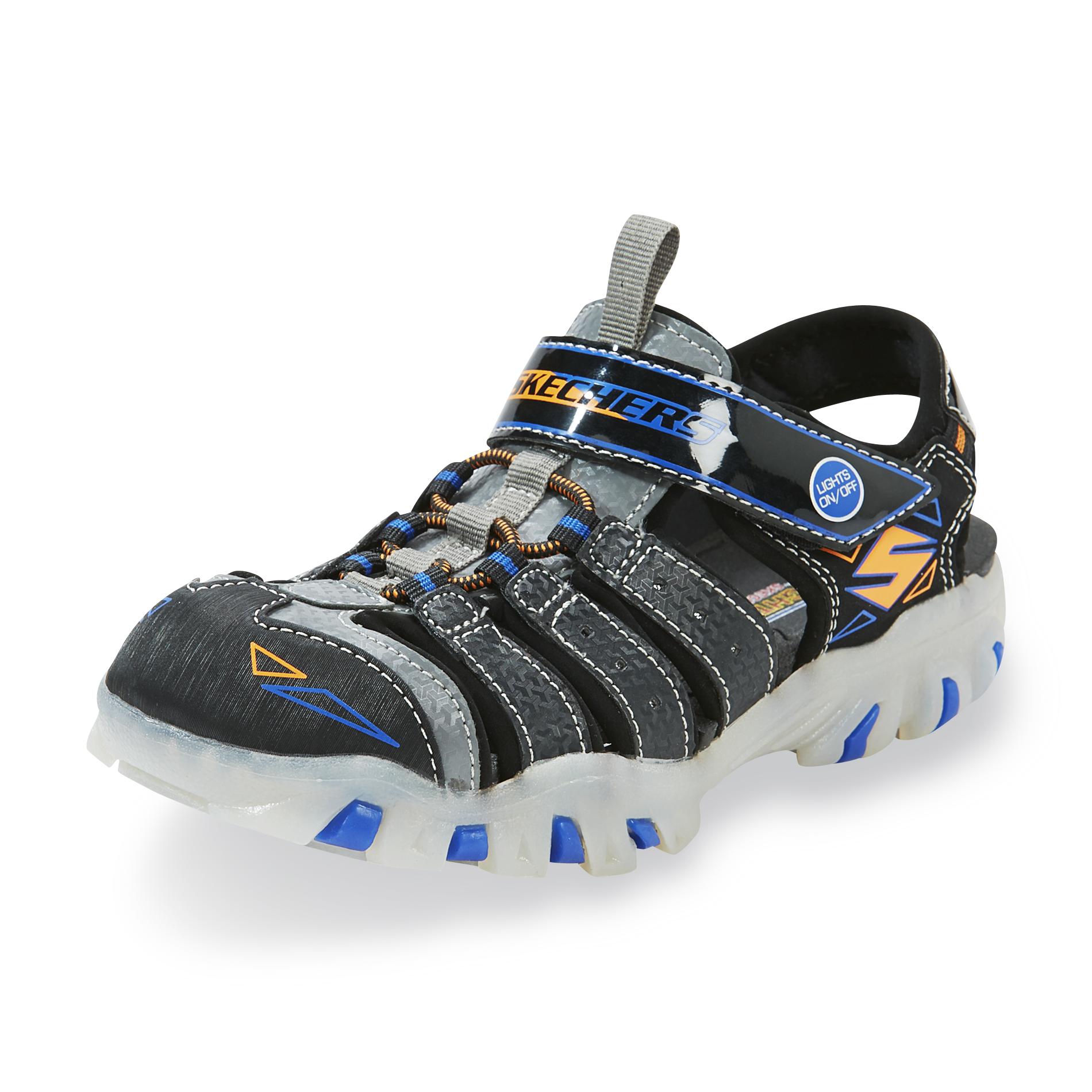 Skechers Boy's Super Hot Lights: Street Lightz Black/Blue Athletic Sandal