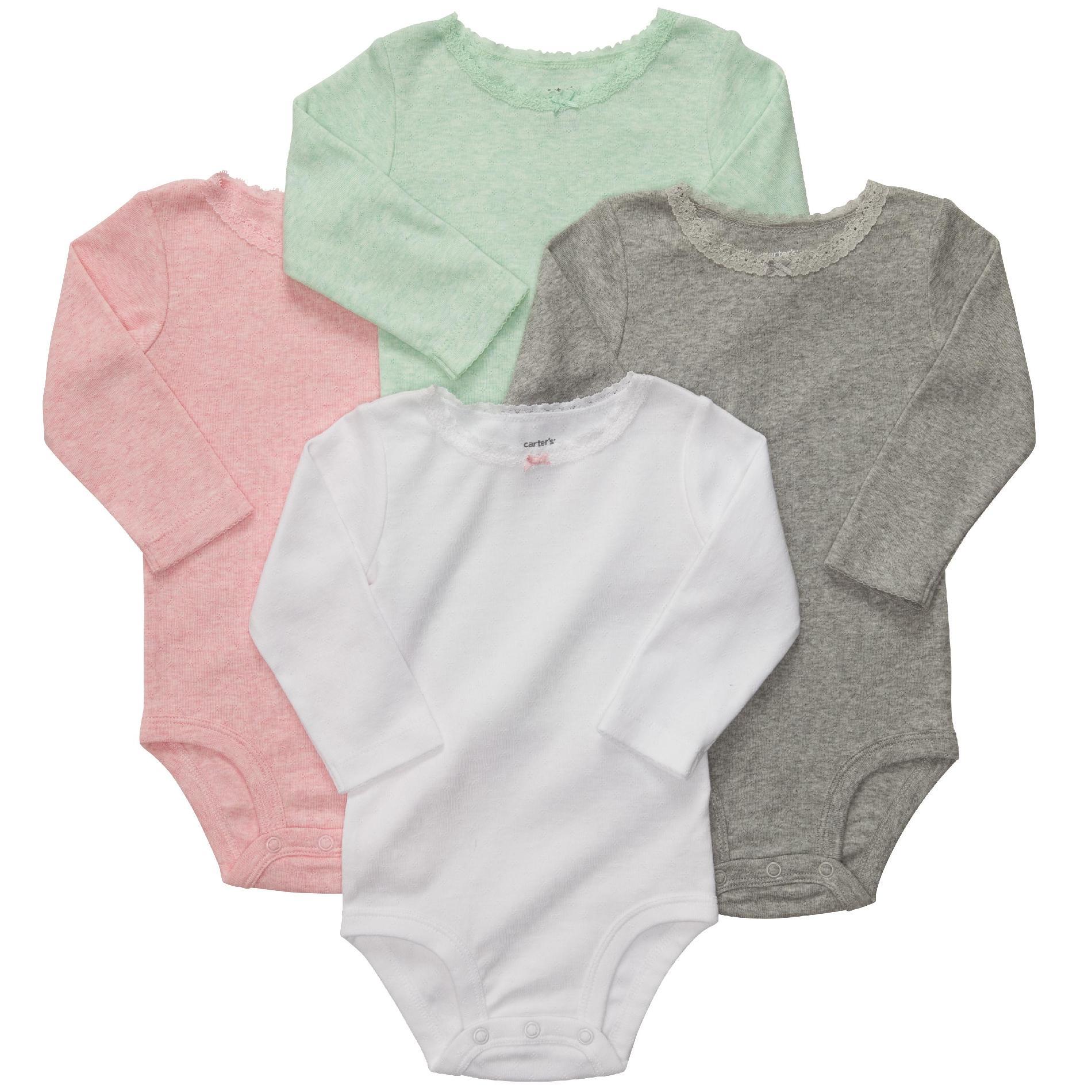 Carter's Newborn & Infant Girl's Long-Sleeve Bodysuits - 4 Pack