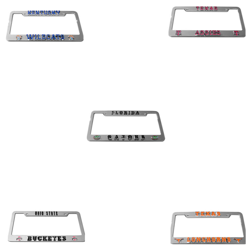 College Deluxe Steel License Plate Frames