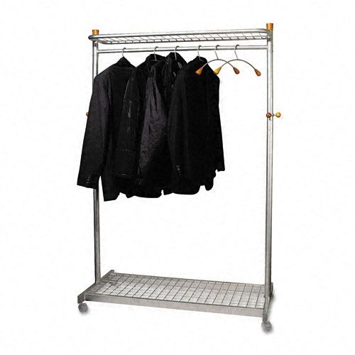 Alba Two-Shelf Coat Rack, Six Hangers, Chrome, Mahogany at Kmart.com