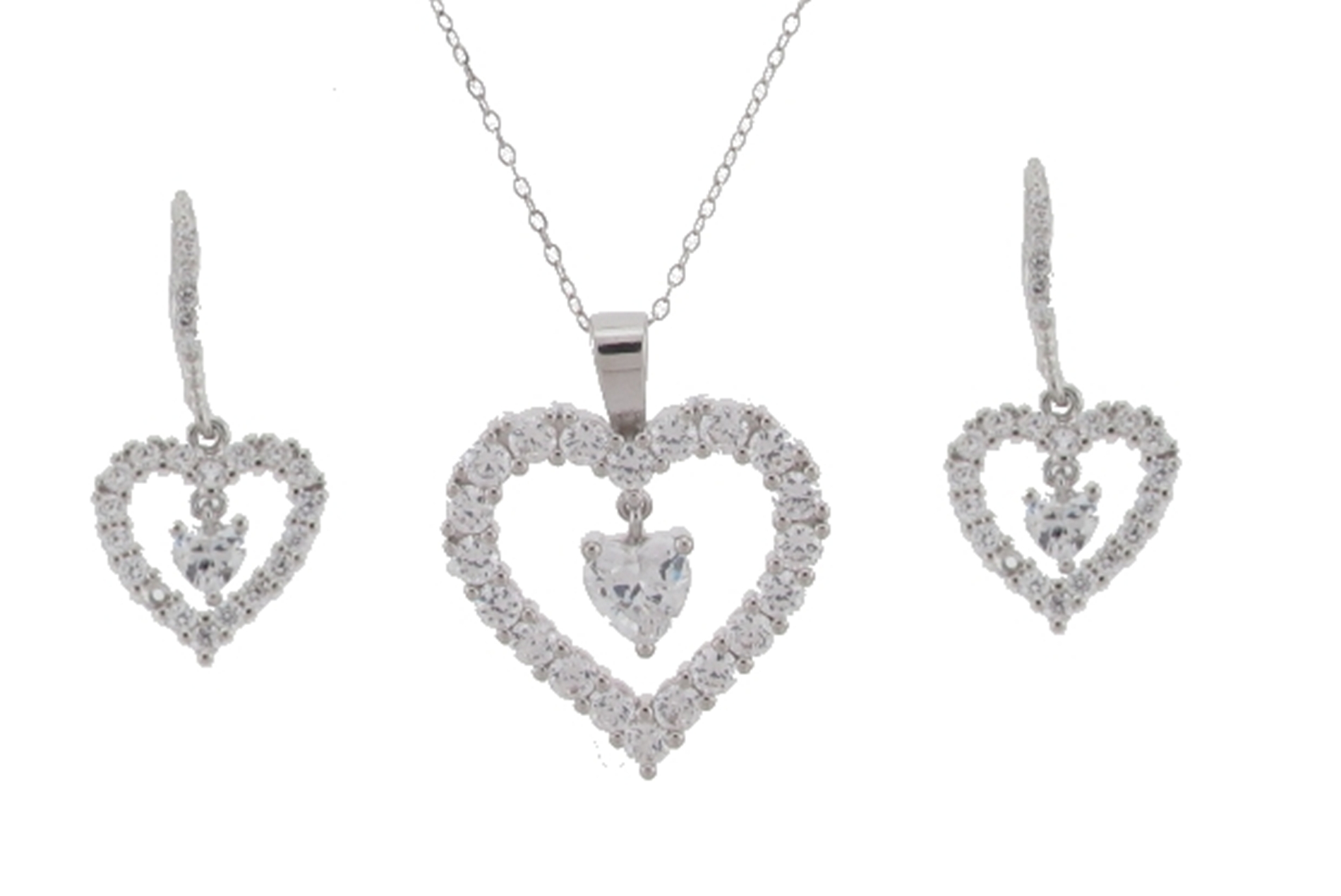 Open Heart Charm and Heart Stud Set.