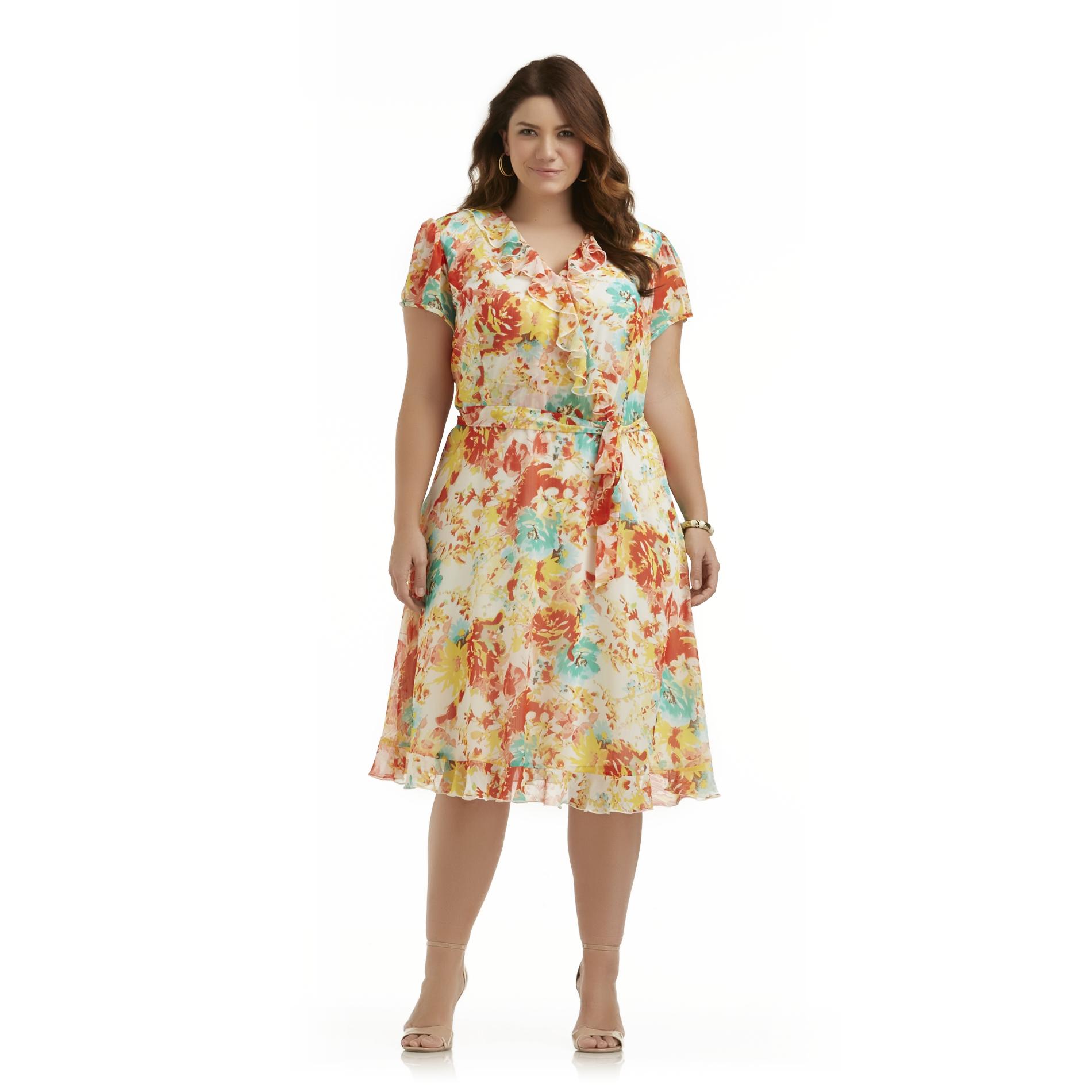 JBS Women's Plus Faux Wrap Dress  Slip - Summer Floral at Sears
