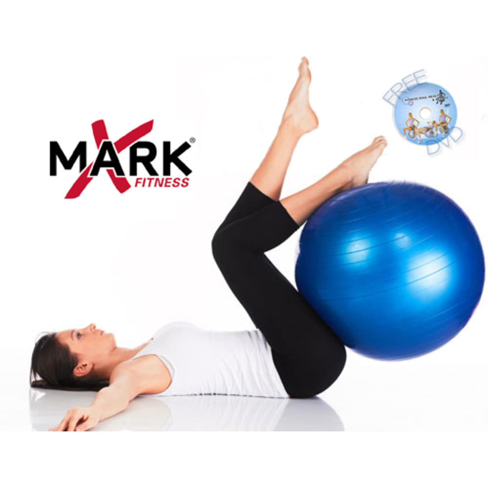 60cm - 65cm Anti Burst Exercise Ball with Pump and Workout DVD