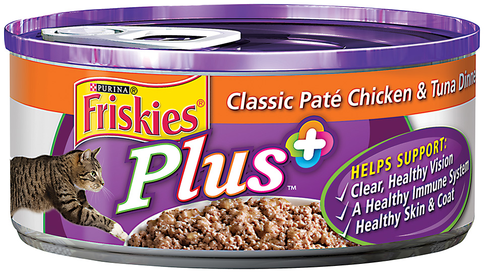 Friskies Plus Classic Pate Chicken & Tuna Dinner Cat Food 5.5 oz. Can