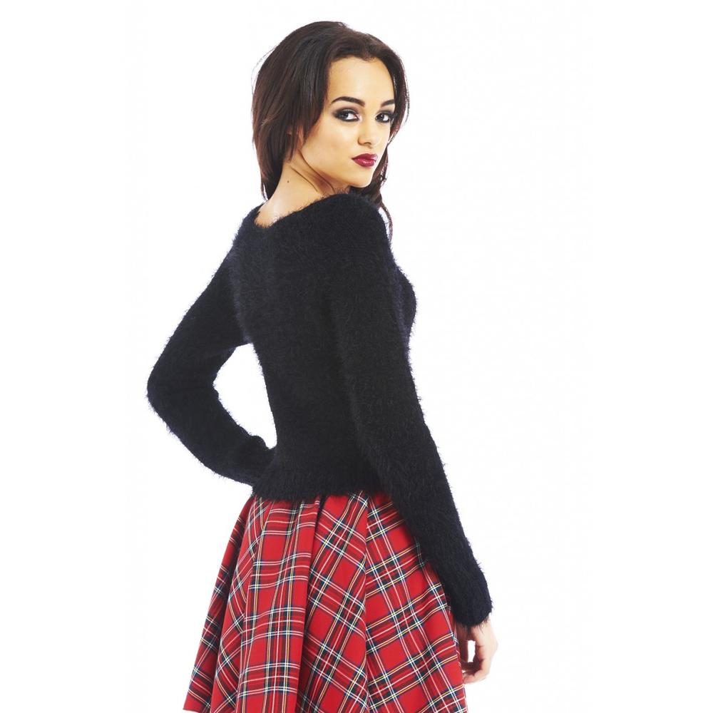 AX Paris Women's Mohair Short Black Sweater - Online Exclusive