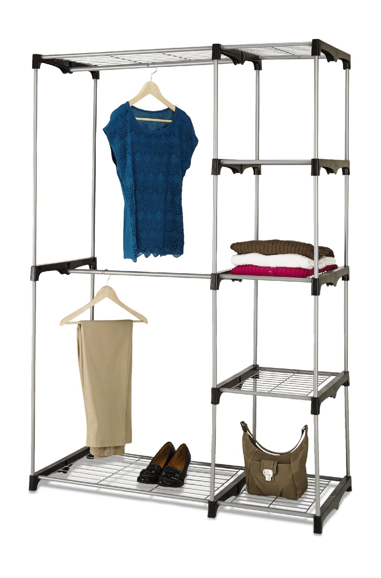 Essential Home Silver Metal Closet Double-Rod 1