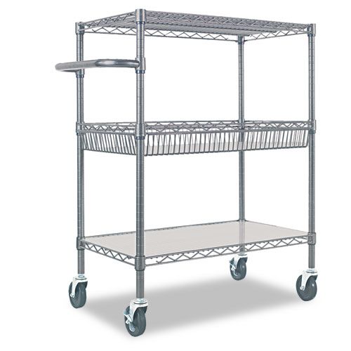 Alera Three-Tier Rolling Cart, 30 x 18 x 40, Black at Kmart.com