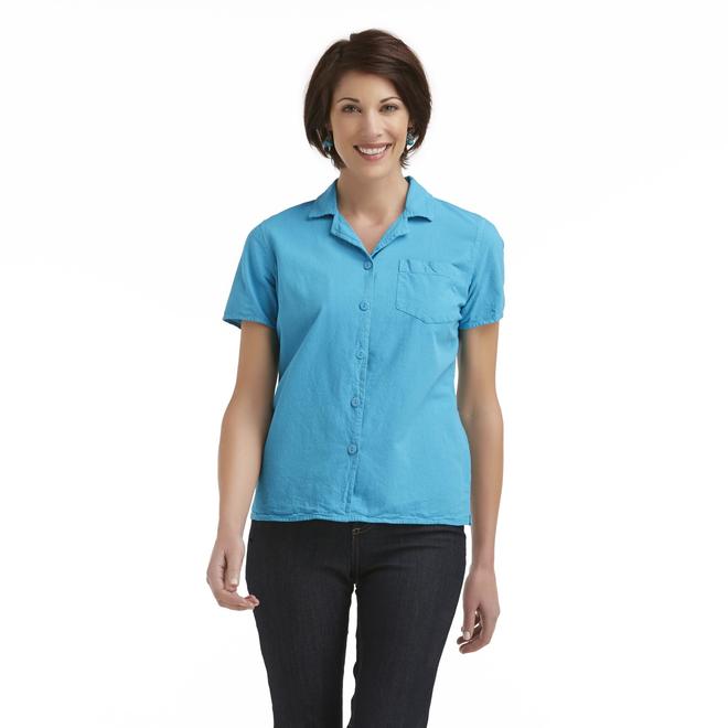 Basic Editions Women's Cotton Camp Shirt