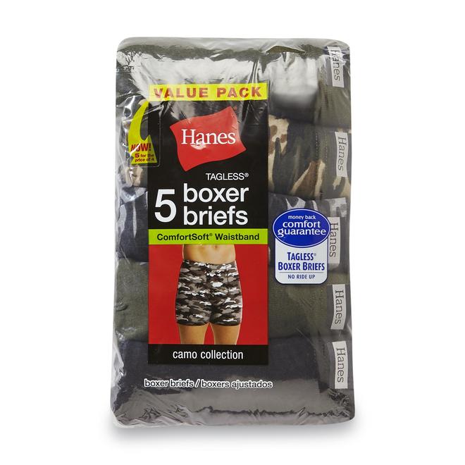 Hanes Men’s Boxer Briefs 5 Pk Camo Collection Tagless