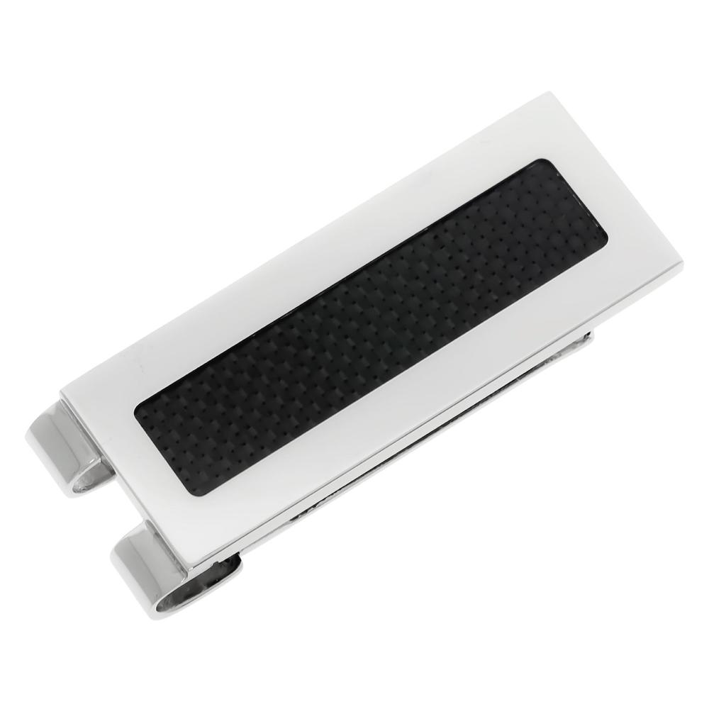 Stainless Steel Money Clip with Carbon Fiber Inlay
