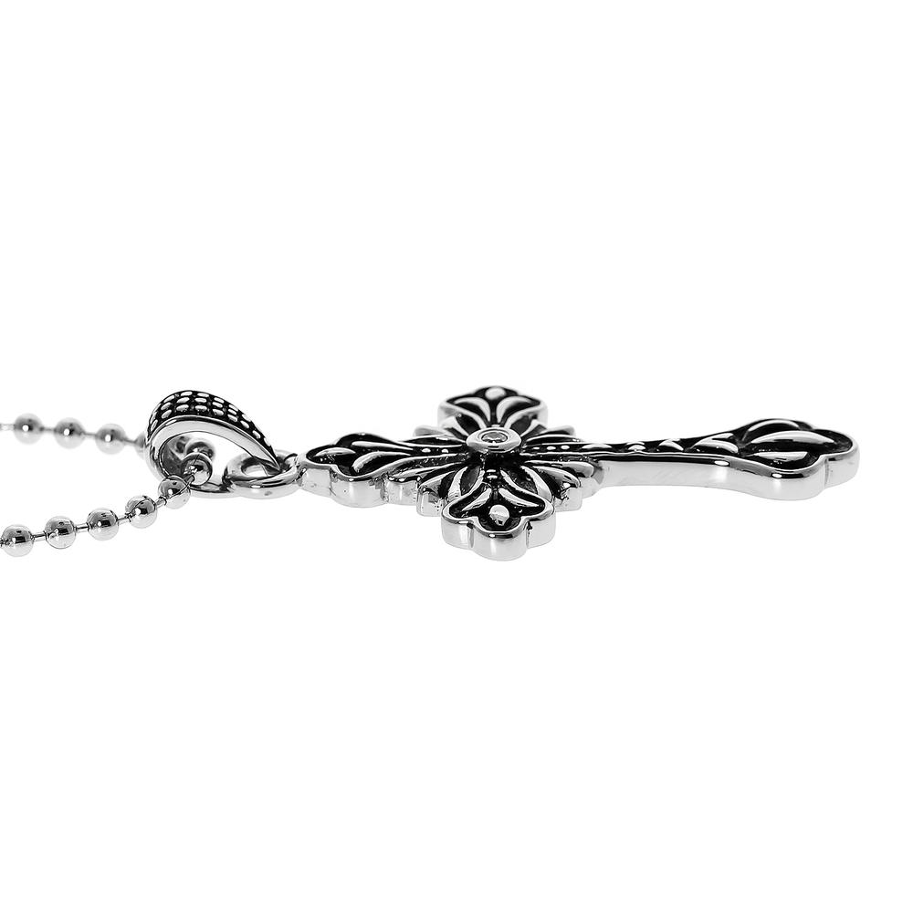 Gothic Style Cross Pendant with Cubic Zirconia Center