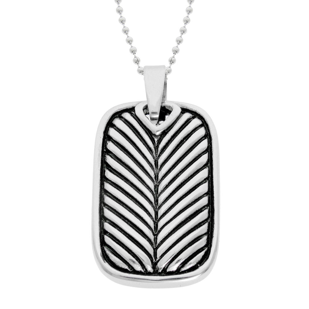 Stainless Steel Dog Tag Pendant with Black Ion Plated Stripes