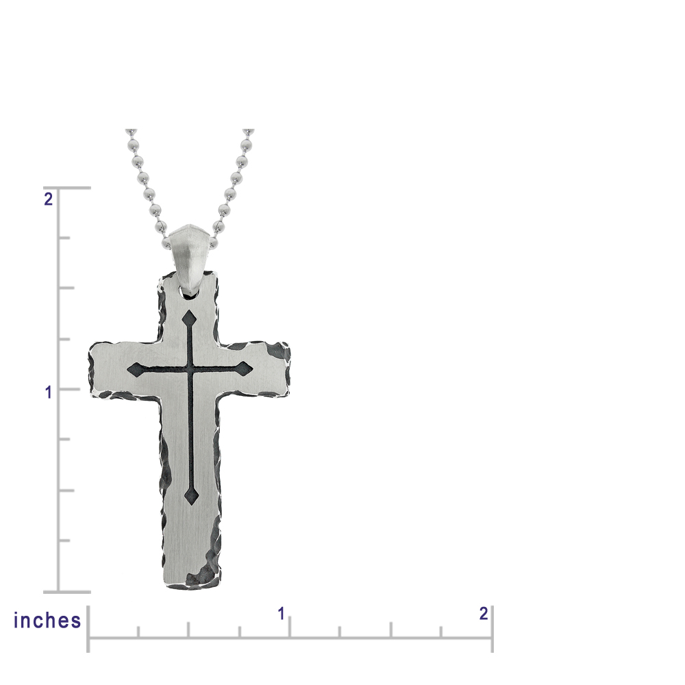 Cross Pendant with Stone Finish in Stainless Steel
