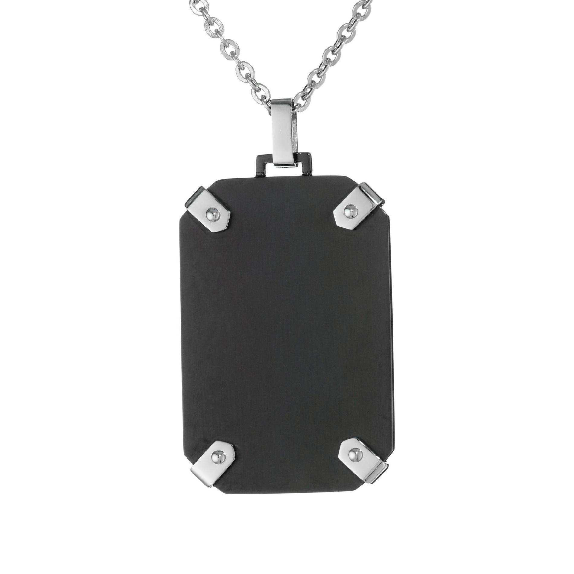 Black Ion Plated Dog Tag Pendant with Edge Detail
