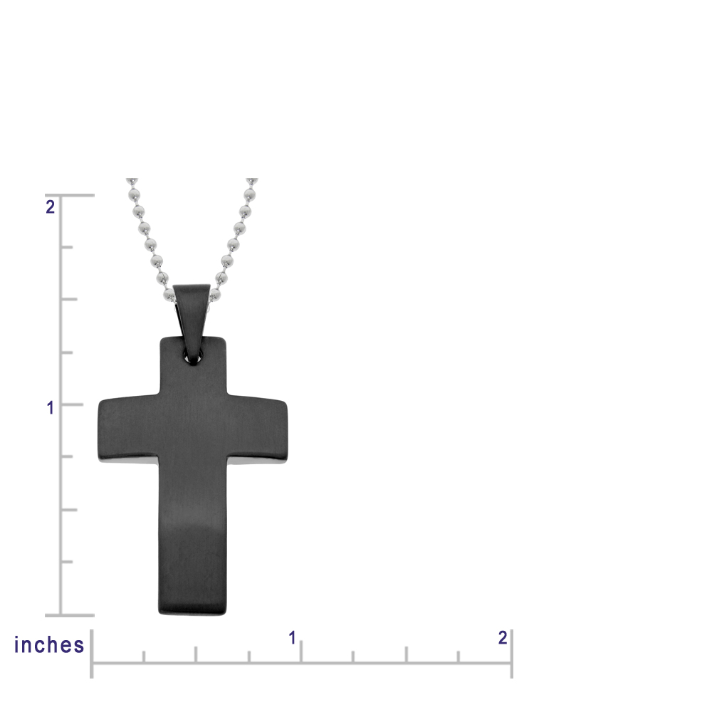 Cross Pendant in Satin Finish Black Ion Plated Stainless Steel