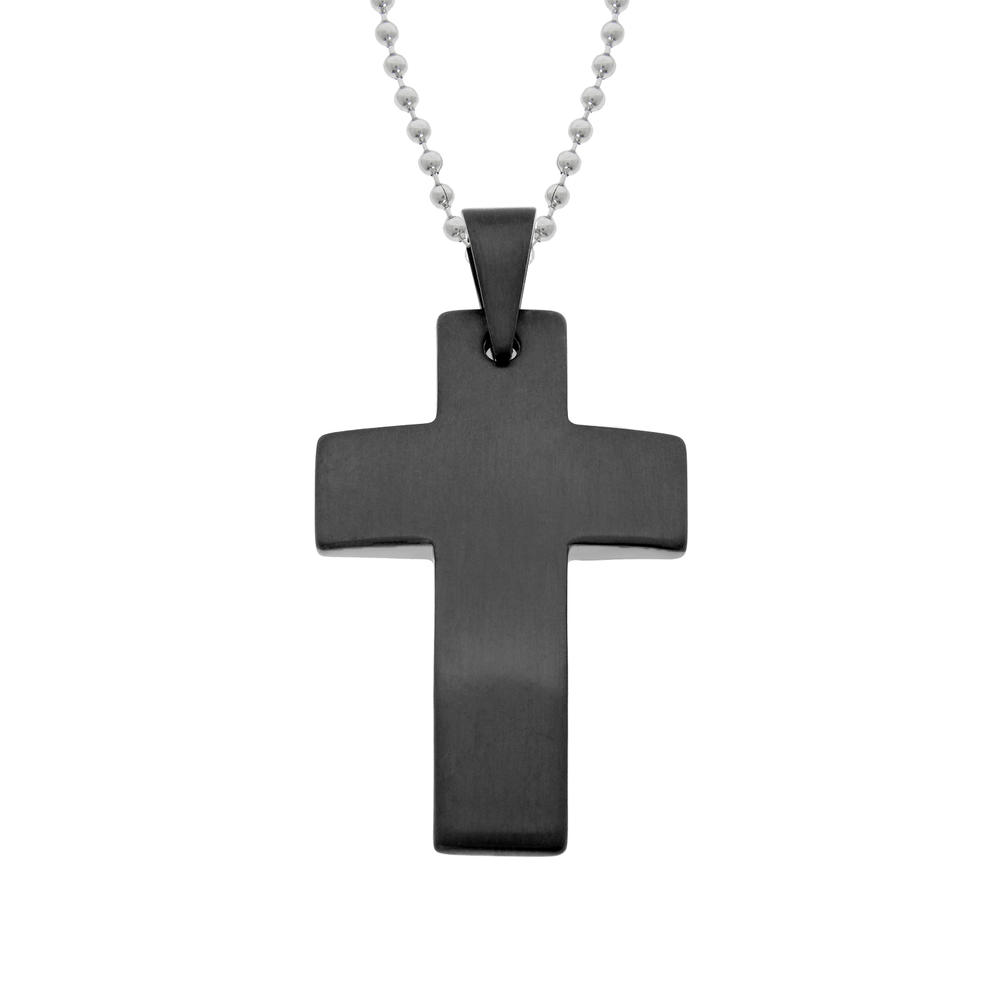 Cross Pendant in Satin Finish Black Ion Plated Stainless Steel