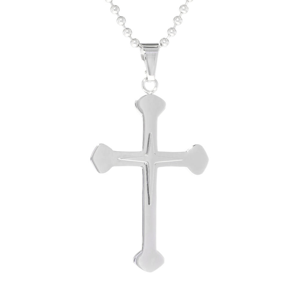 Double Layers Cross Pendant in High Polished Stainless Steel