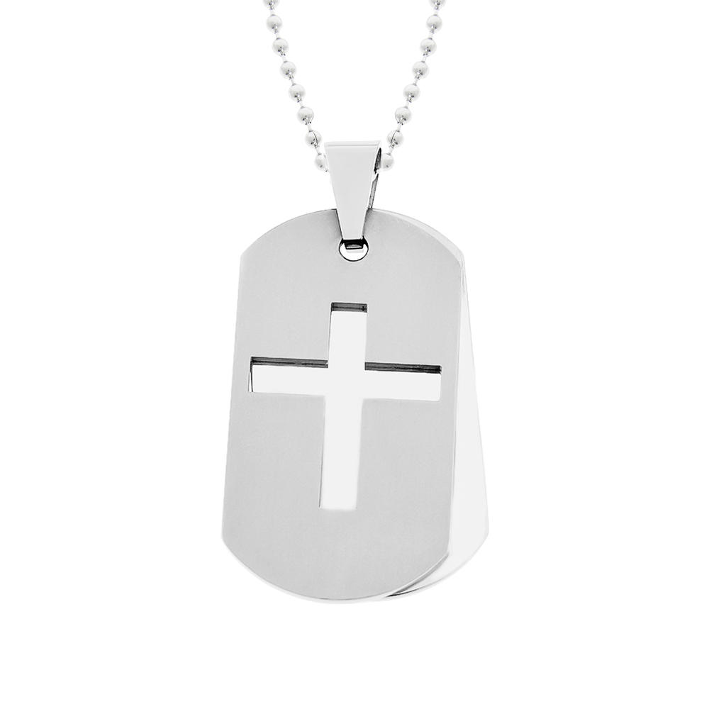 Movable Double Dog Tag Pendant with Cross Design