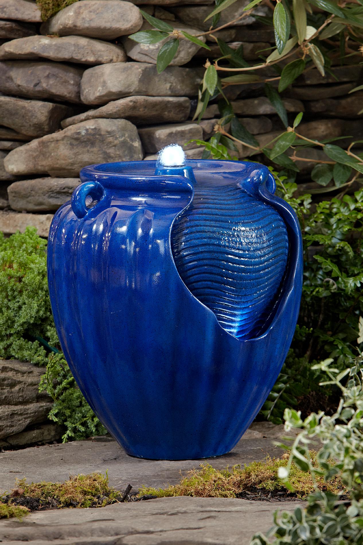 Essential Garden Blue Glazed Pot Fountain* Limited Availability | Shop