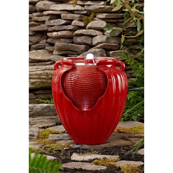 Essential Garden Red Glazed Pot Fountain