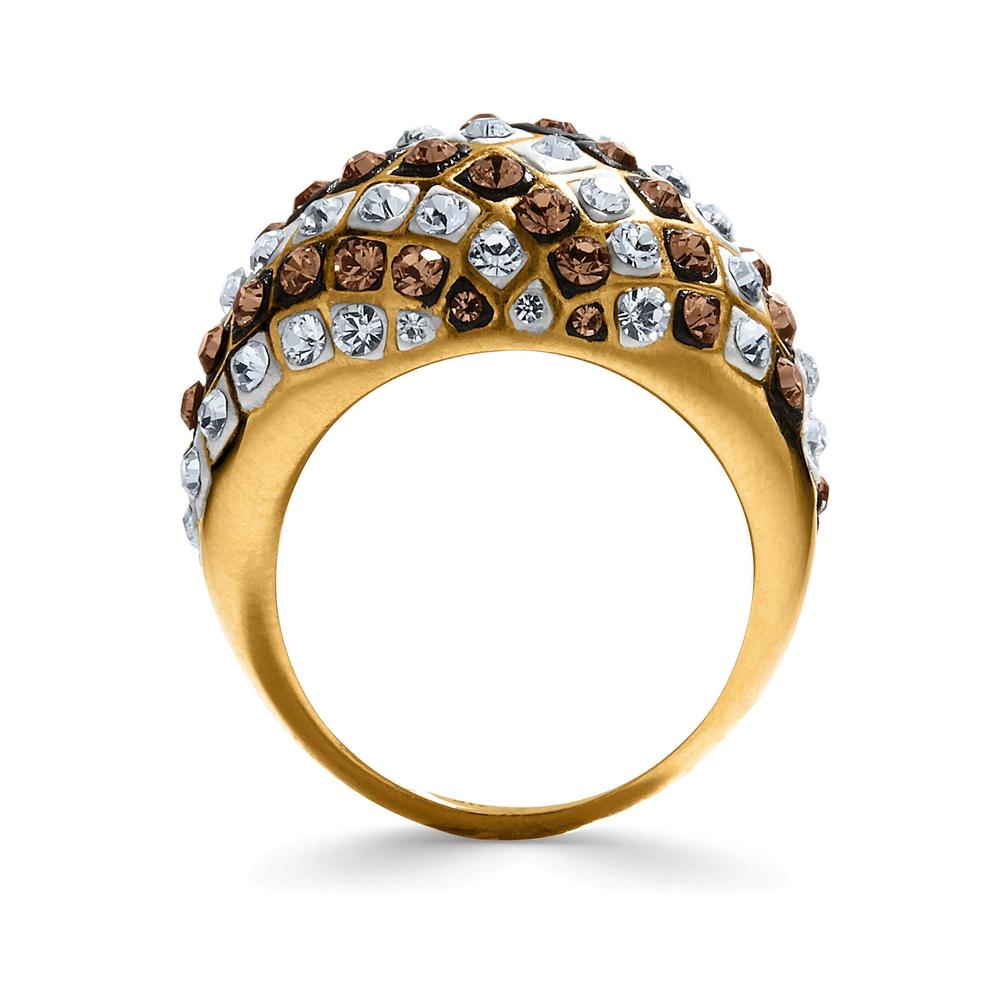 Gold over Bronze Crystal Dome Stripe Ring
