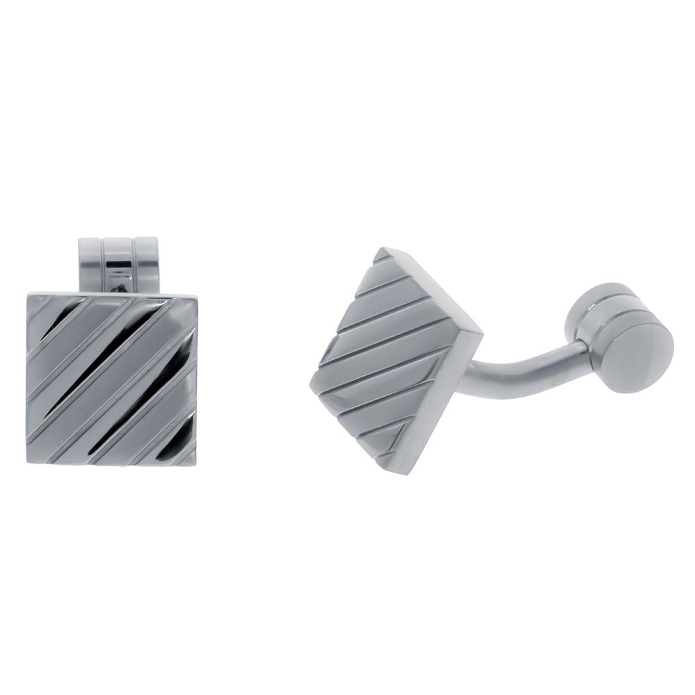 Diagonal Inlay Cuff Links in Stainless Steel