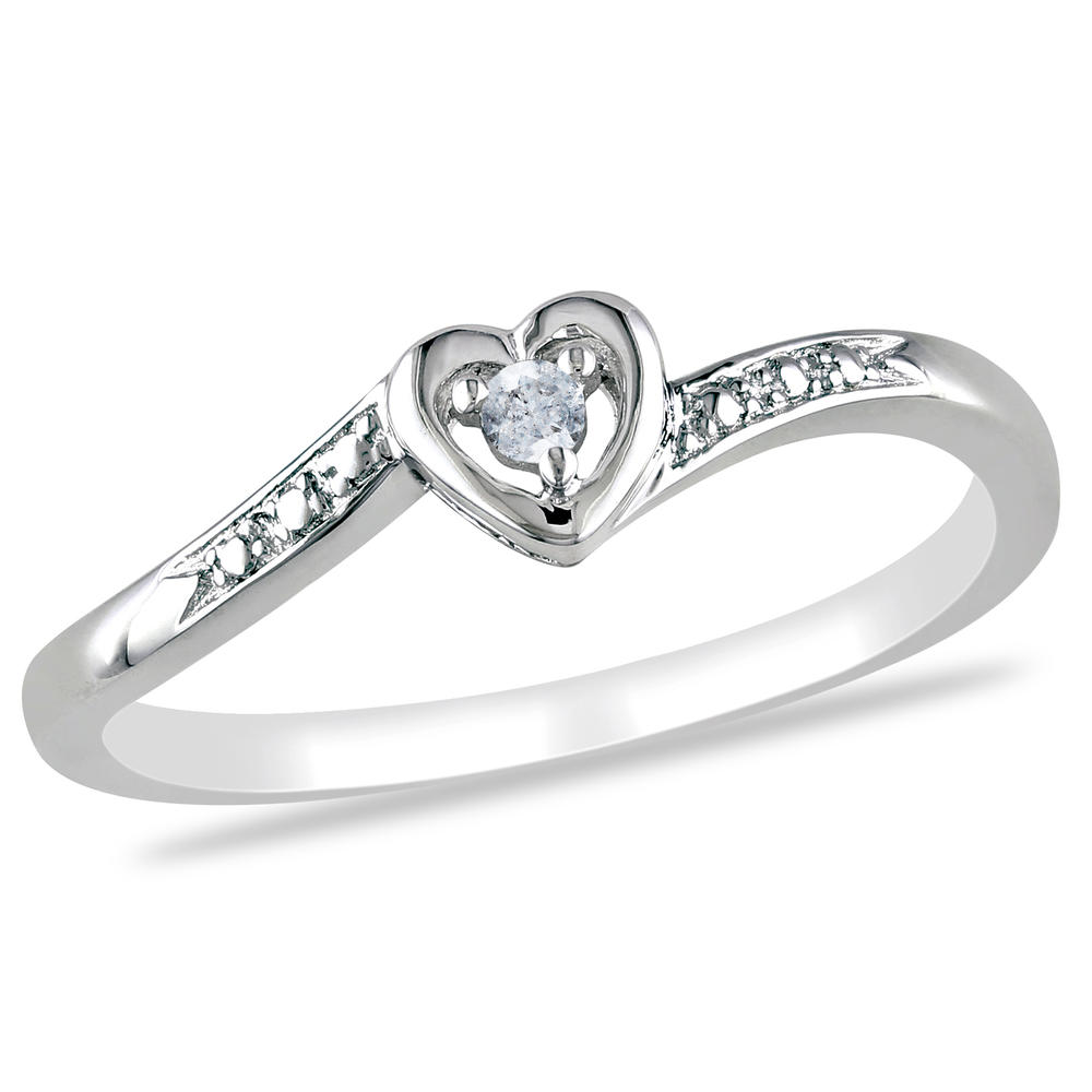 0.03 Cttw. Sterling Silver Diamond Heart-shaped Promise Ring (G-H  I2-I3)
