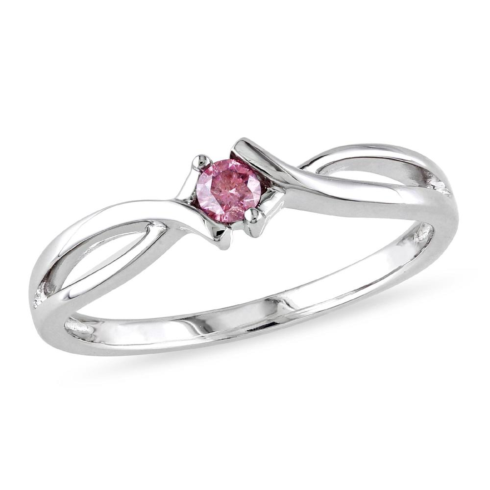 0.10 Cttw. Pink Diamond Sterling Silver Cross-Over Promise Ring