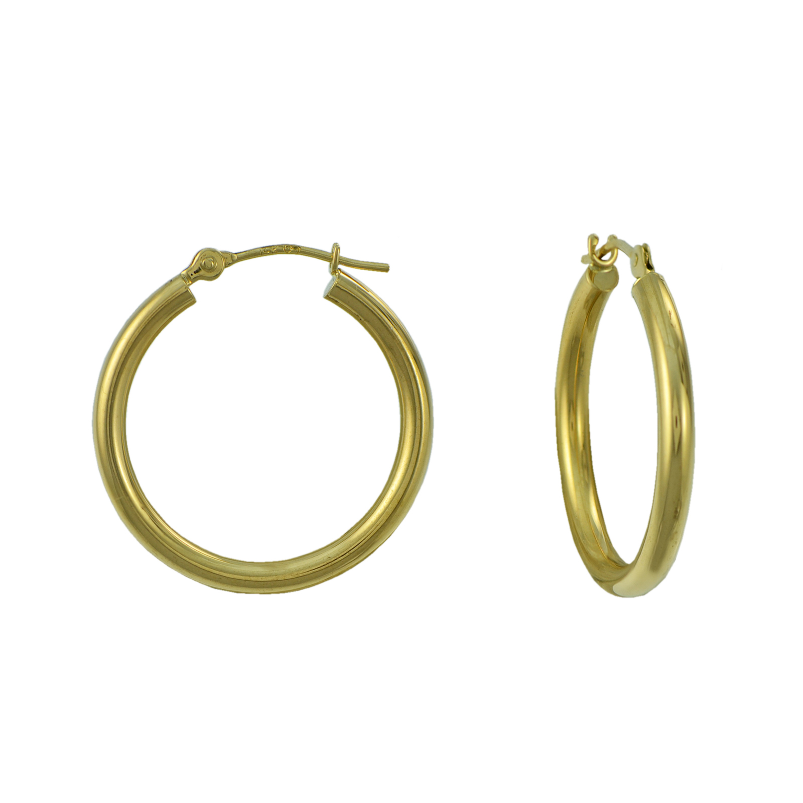 Gold Round Polish Hoop Earrings