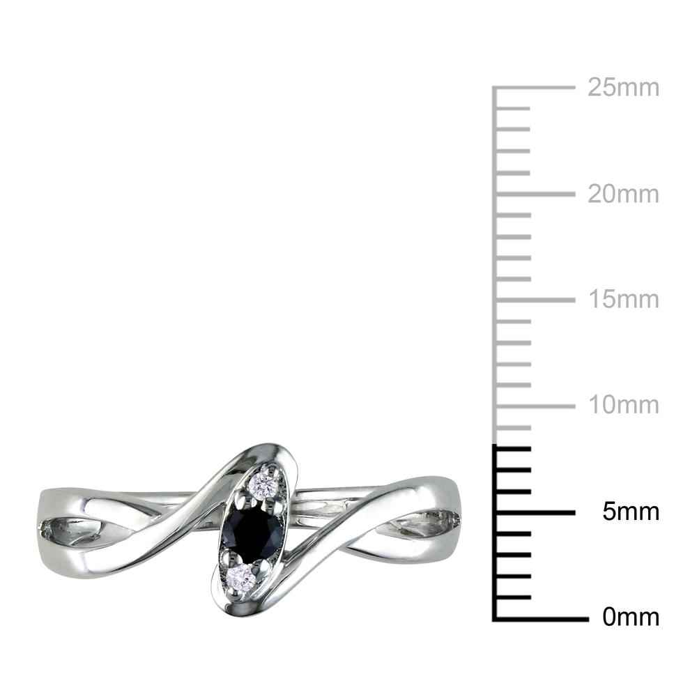 0.10 Cttw. Sterling Silver Black and White Diamond Bypass Promise Ring (G-H  I2-I3)
