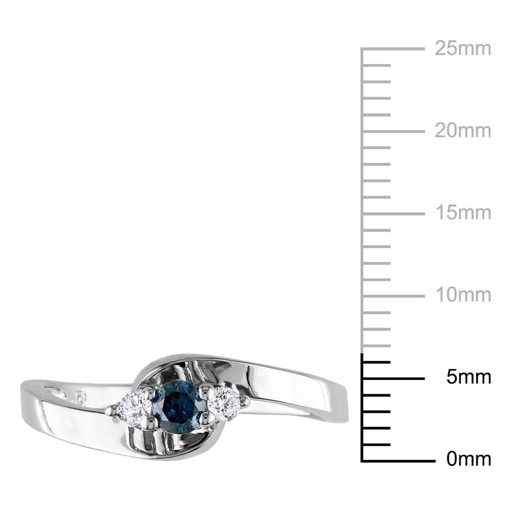 0.25 Cttw. Sterling Silver Blue and White Diamond Bypass Promise Ring (G-H, I2-I3)
