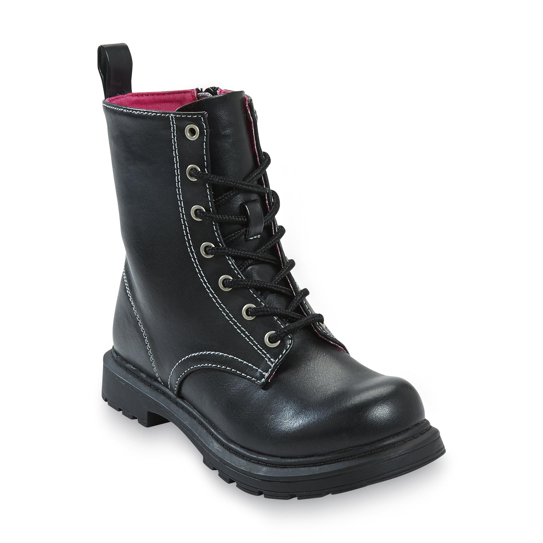 Melrose Avenue Girl's Trisha 6" Black Leather LaceUp Boot