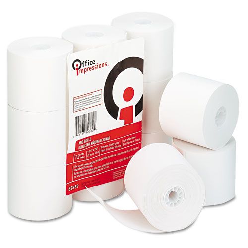 Office Impressions OFF82382 Calculator Rolls, 2-1/4"w, 150'l, White, 12/Pack