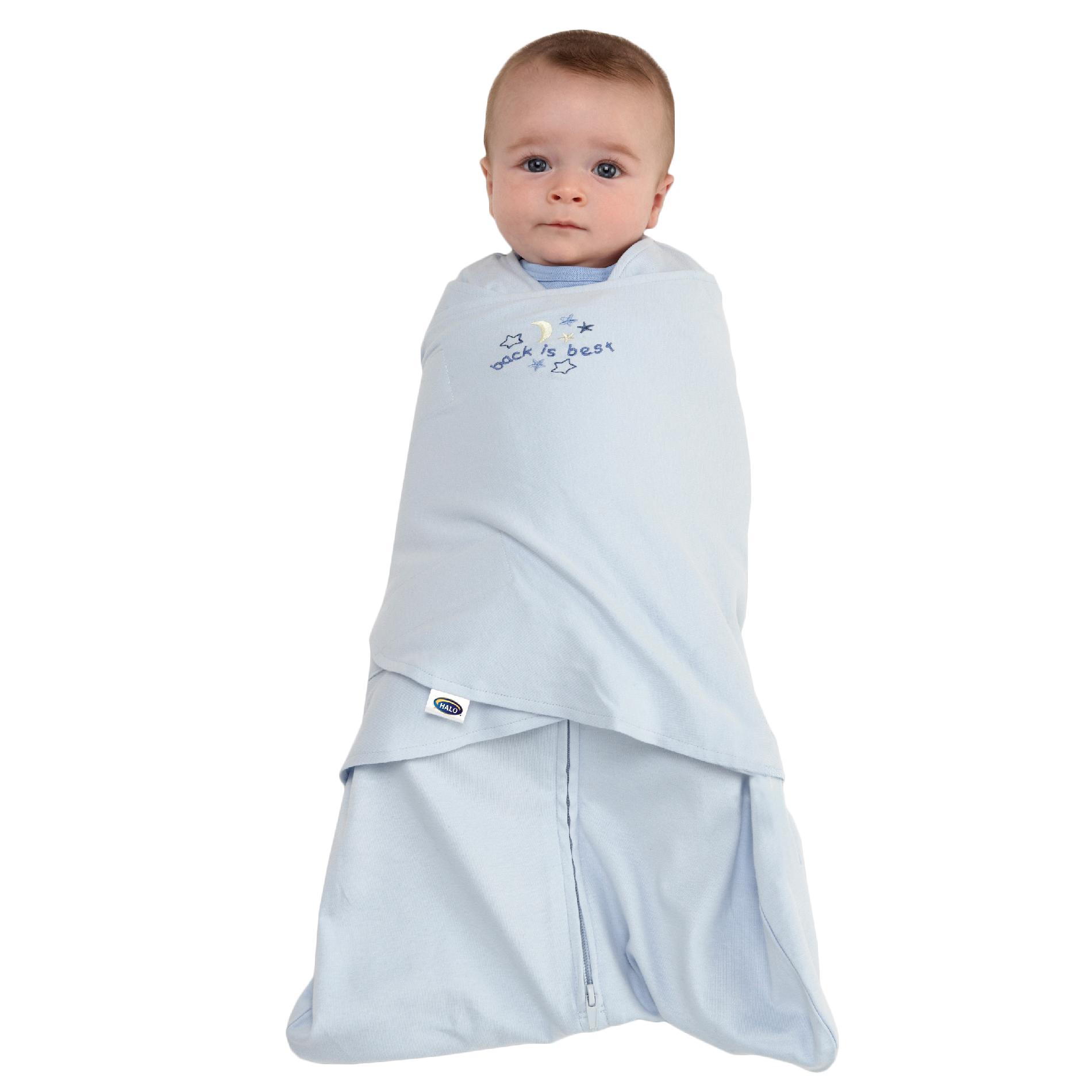 Halo Innovations SleepSack Swaddle 100 Cotton, Newborn Baby Blue