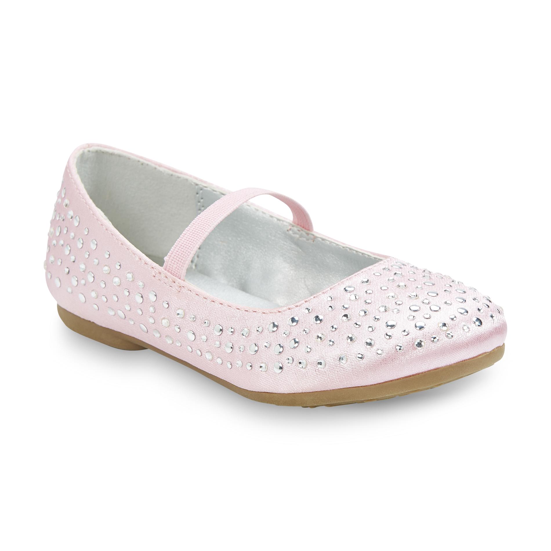 Mia Toddler Girls Crystal Pink Embellished Satin Shoe