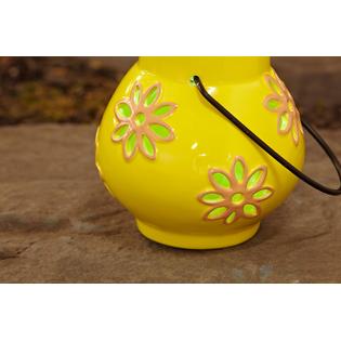 Essential Garden Ceramic Lantern with Solar LED-Yellow