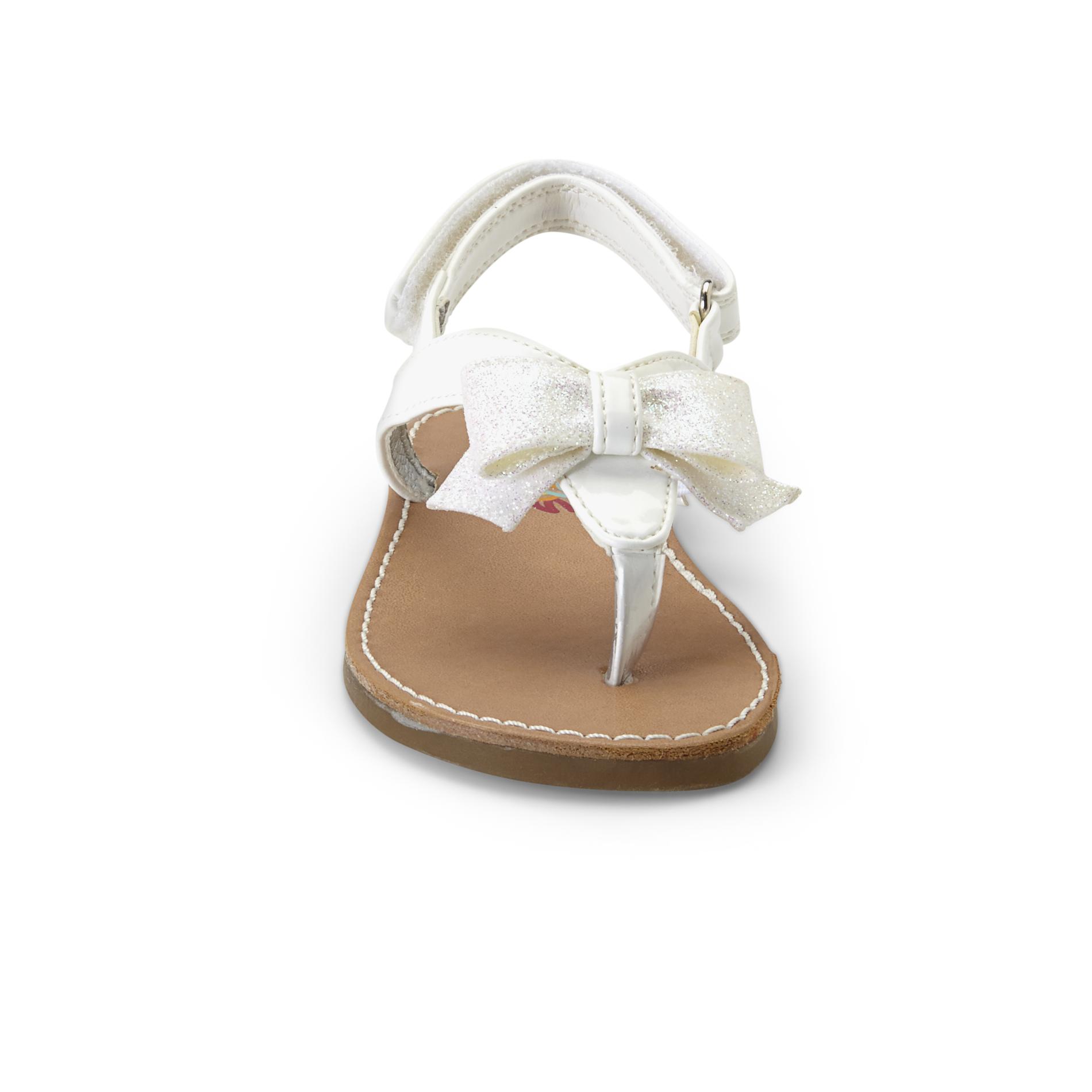 Rachel Shoes Toddler Girl's Bria White Patent Thong Sandal - Glitter ...