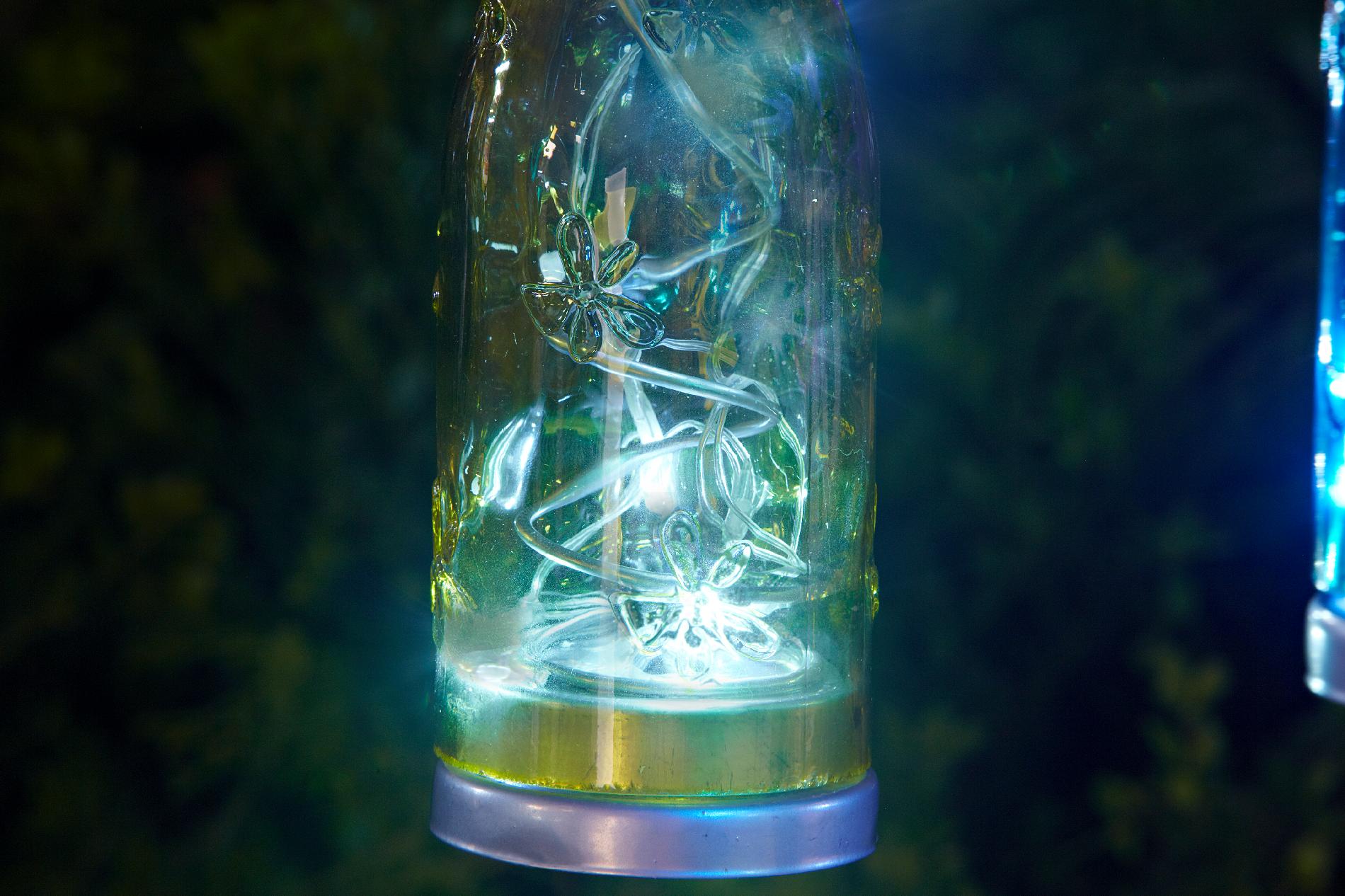 Essential Garden Hanging Bottle White Lights- Green - Outdoor ...