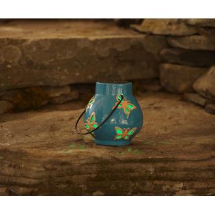 Essential Garden Ceramic Lantern with Solar LED- Blue