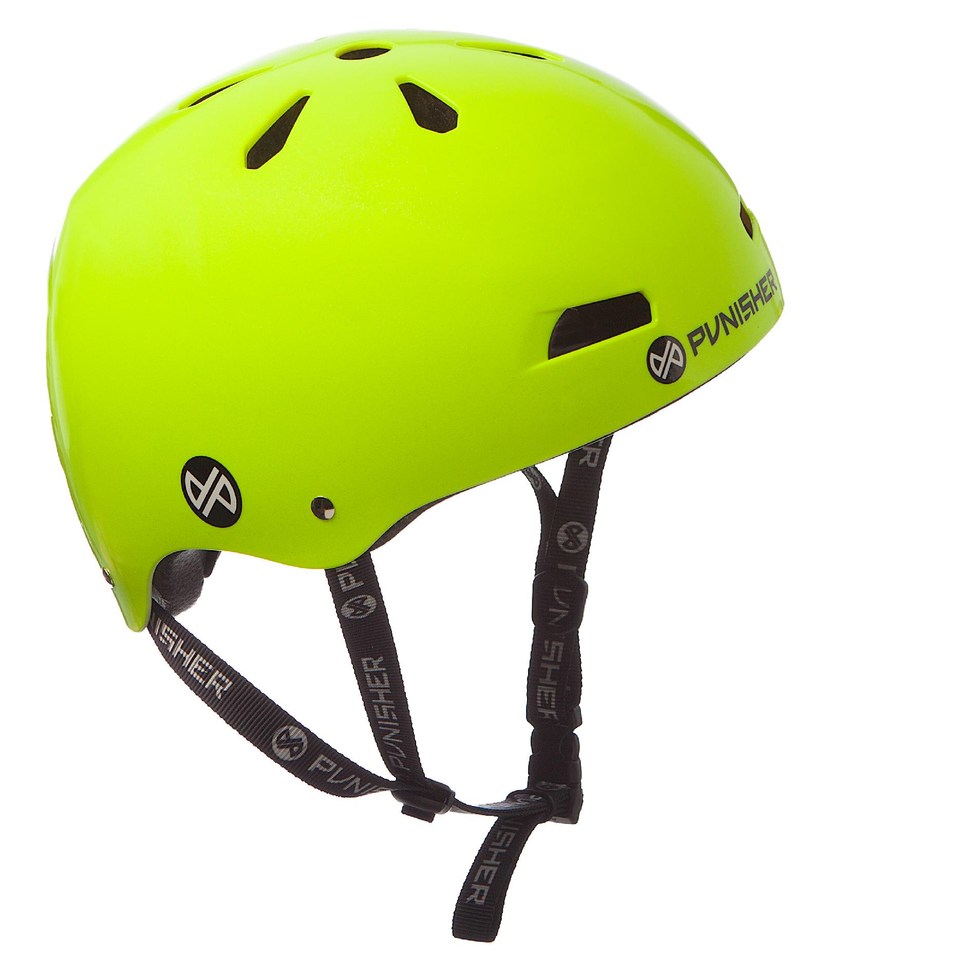 Punisher Skateboards Youth 13-vent Bright Neon Yellow Dual Safety Certified BMX Bike and Skateboard Helmet, Size Medium