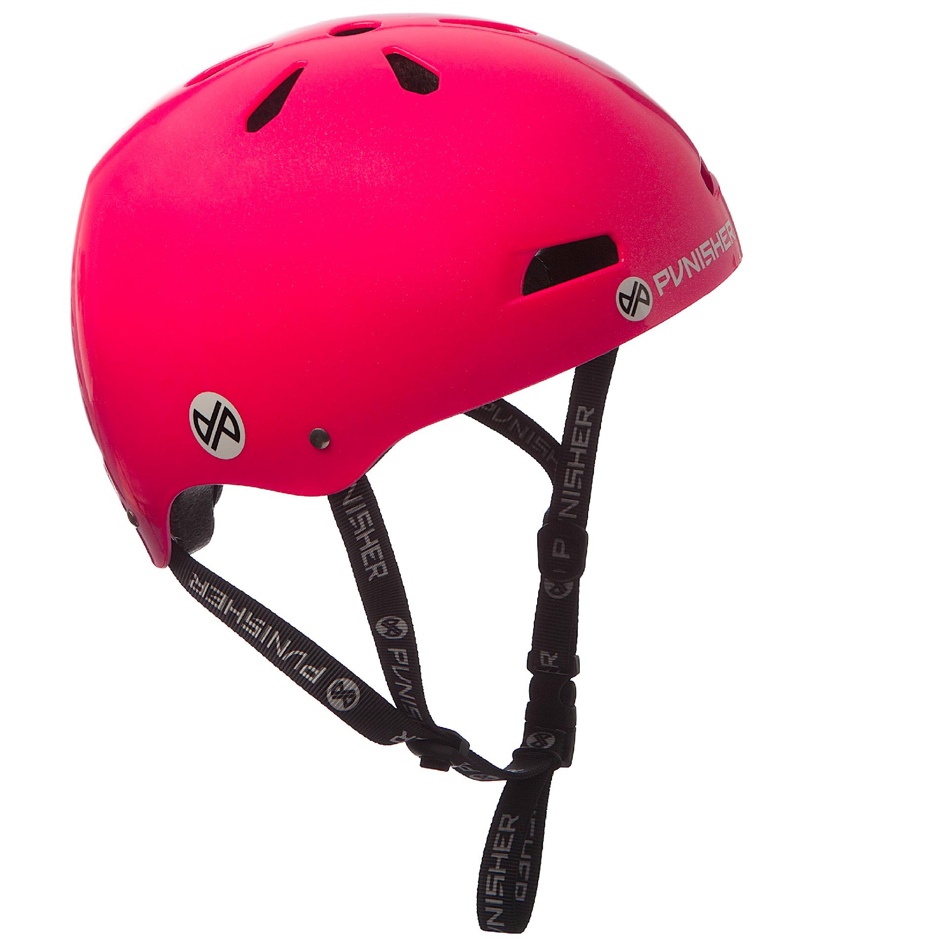 Punisher Skateboards Youth 13-vent Metallic Flake Neon Hot Pink Dual Safety Certified BMX Bike and Skateboard Helmet, Size Medium