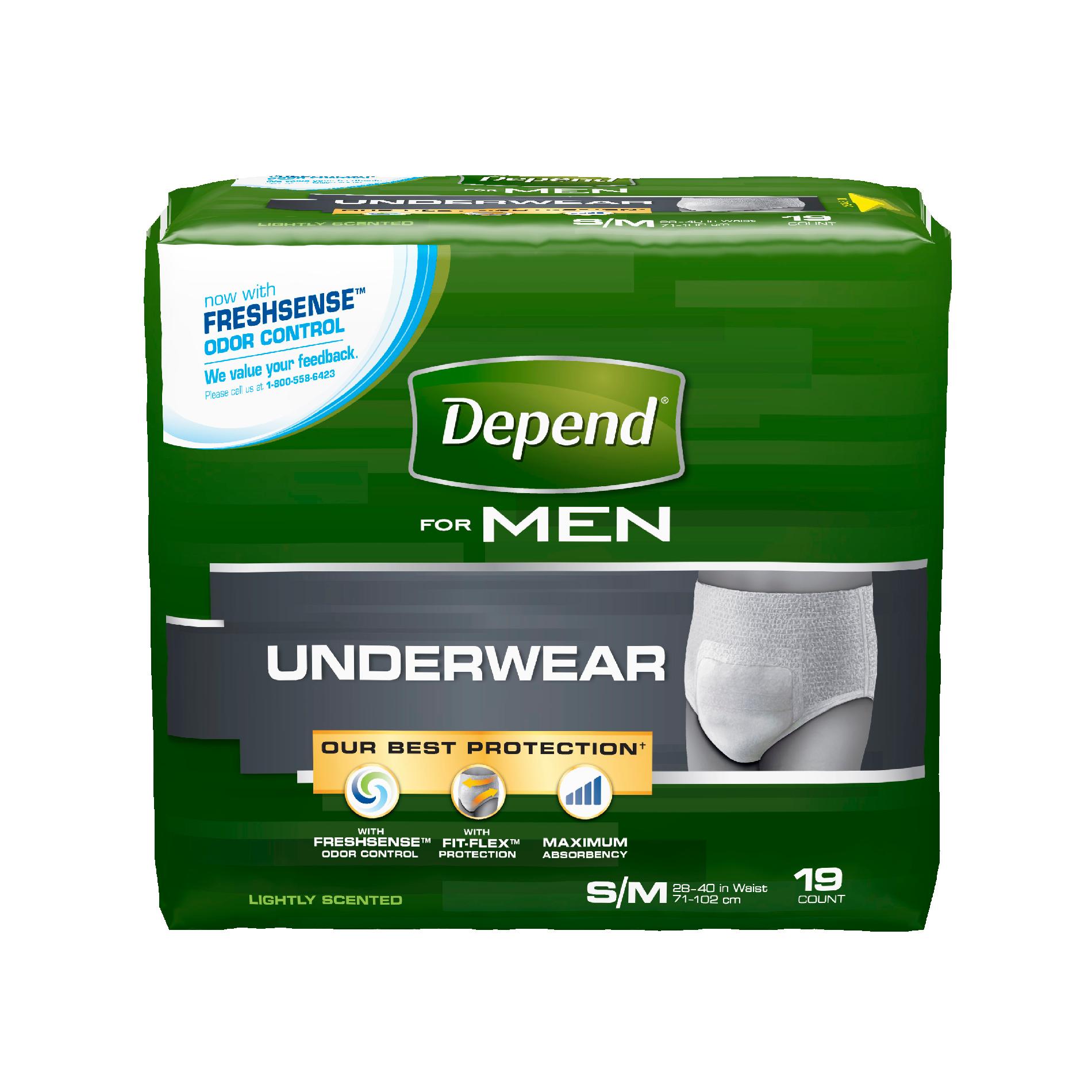 Underwear for Men, Maximum Absorbency, S/M, 19ct