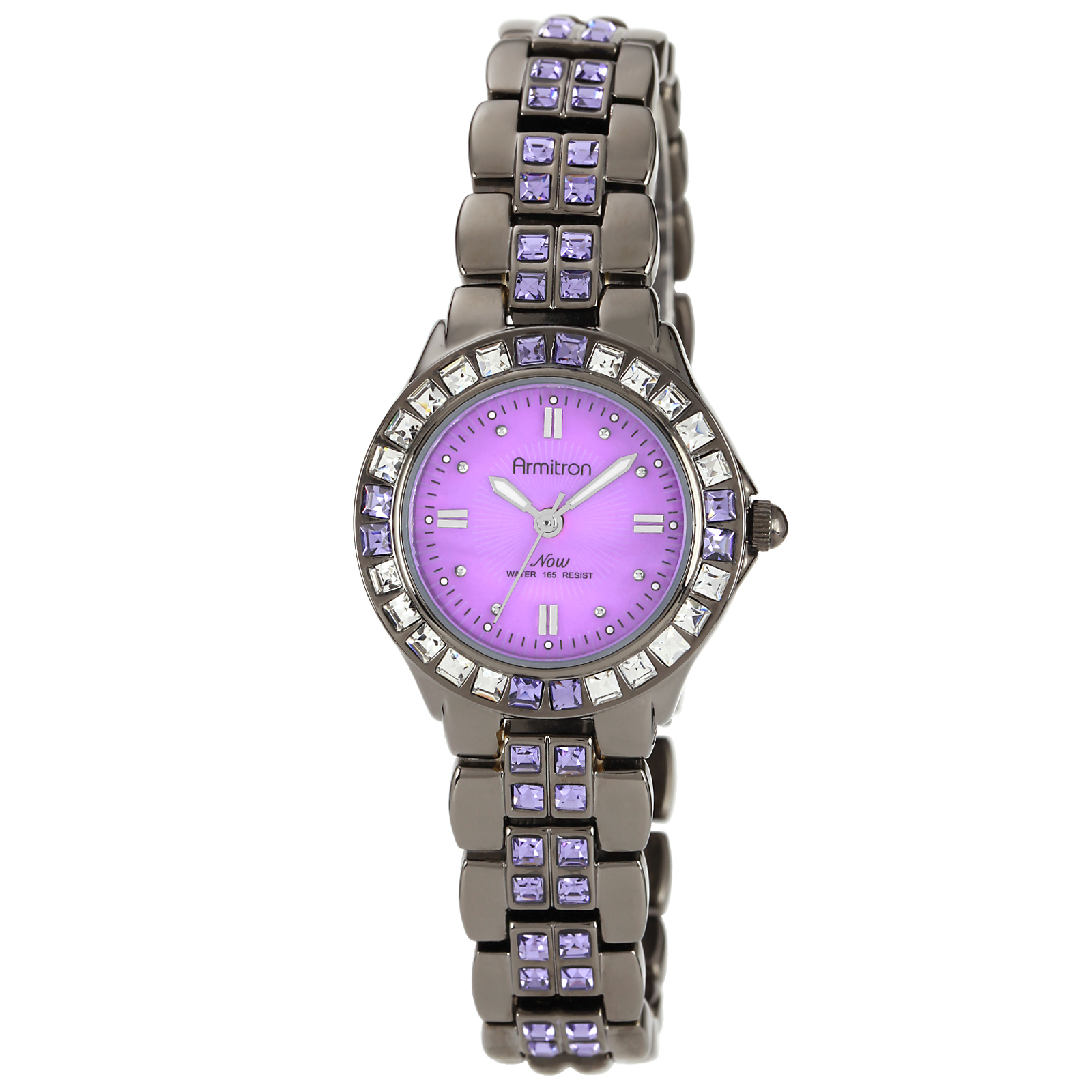UPC 086702525379 product image for Ladies Gunmetal- tone Genuine Tanzanite and Clear Crystal Accented Dress Watch | upcitemdb.com