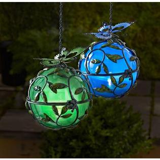 Essential Garden Solar Ball With Butterfly- Blue - Outdoor Living