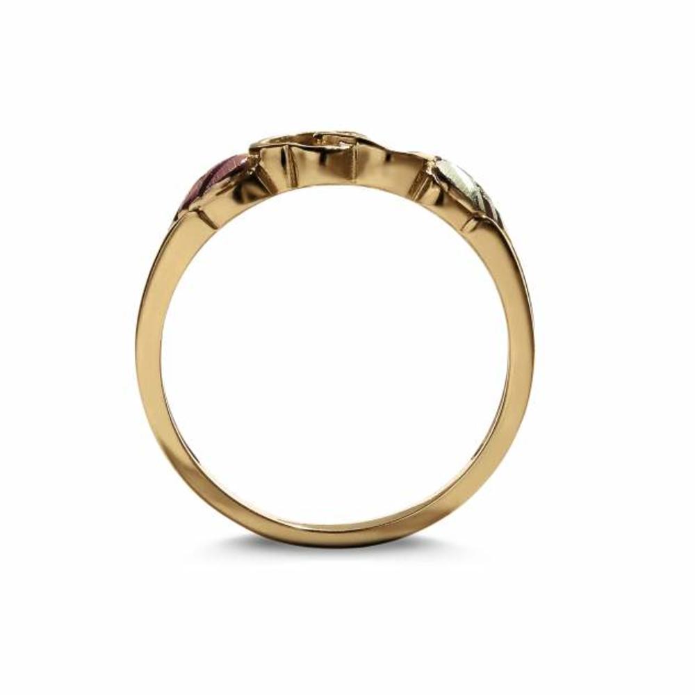 Tricolor 10K Gold Ladies' Interlocking Heart Ring
