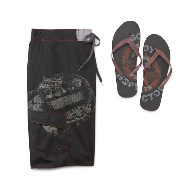 Chevrolet Men's Swim Trunks & FlipFlops