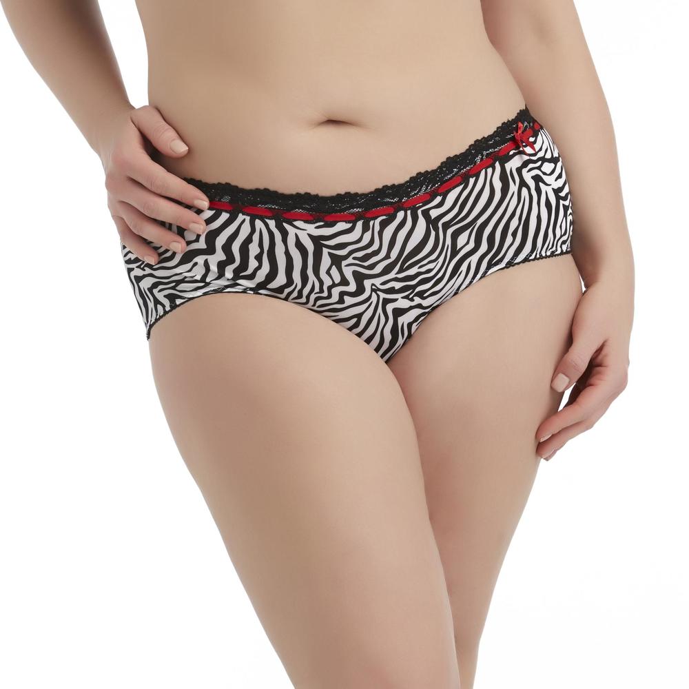 Women's Plus Erica Lace Trim Boy Short Panties - Zebra