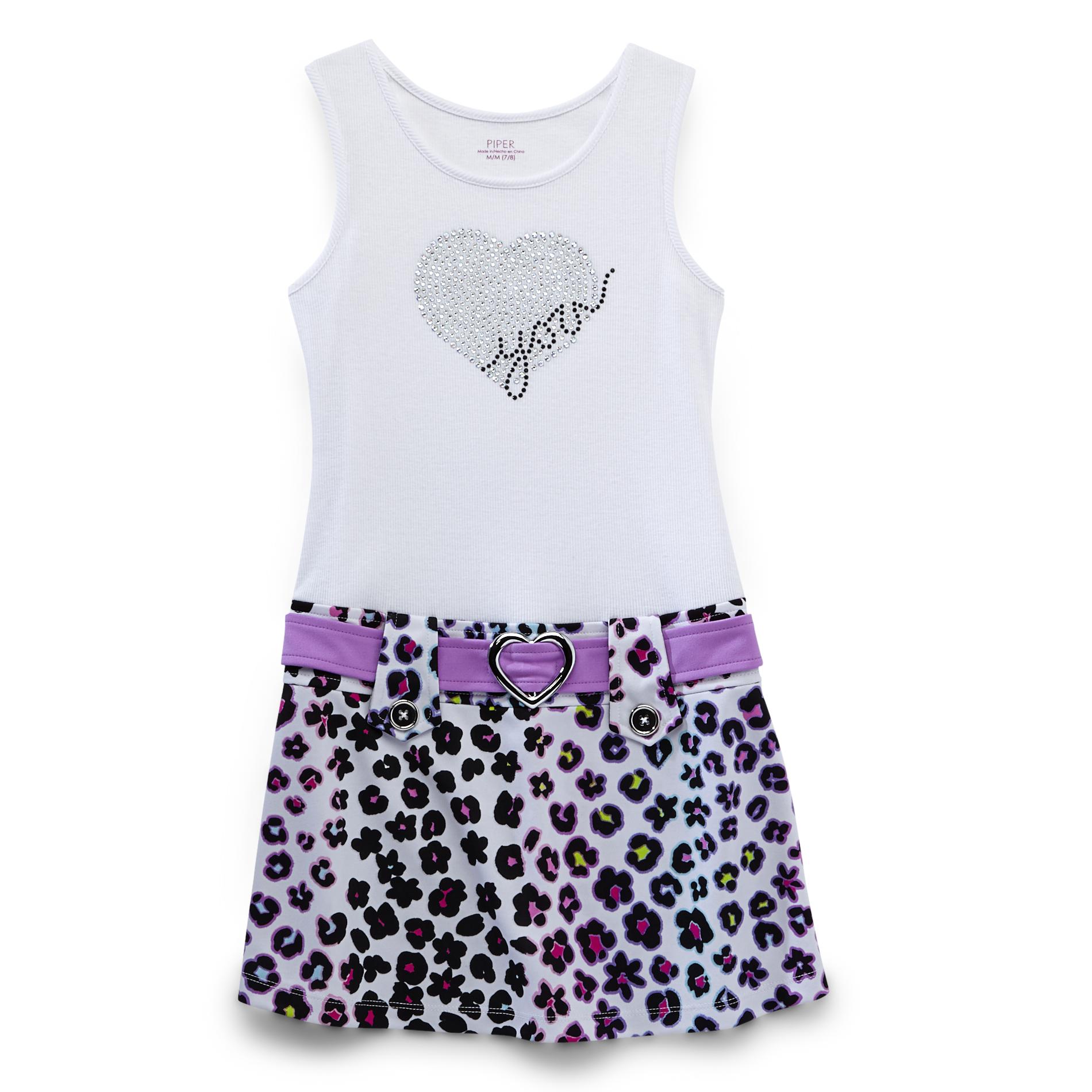 Piper Girl's Belted Dress Heart at