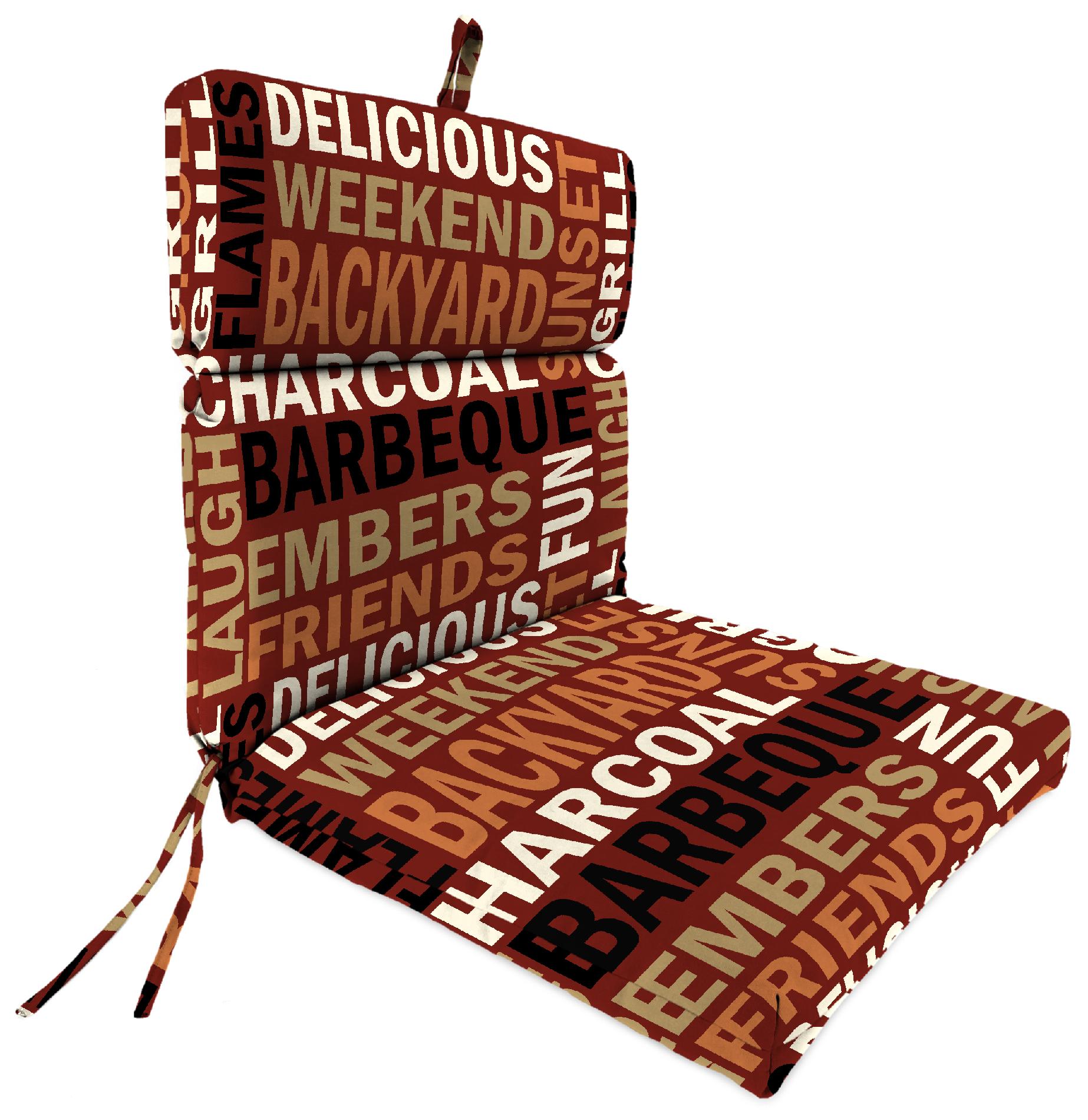 French Edge Chair Cushion in Grillin Sangria